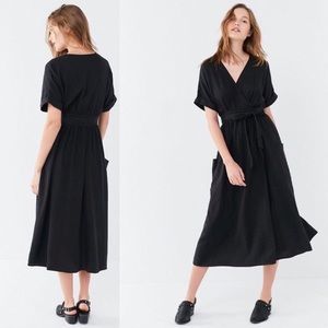 Urban Outfitters Gabrielle black midi wrap dress